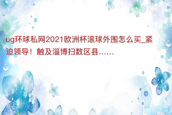 ug环球私网2021欧洲杯滚球外围怎么买_紧迫领导！触及淄博扫数区县……