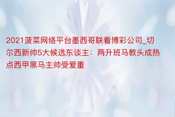 2021菠菜网络平台墨西哥联看博彩公司_切尔西新帅5大候选东谈主：两升班马教头成热点西甲黑马主帅受爱重
