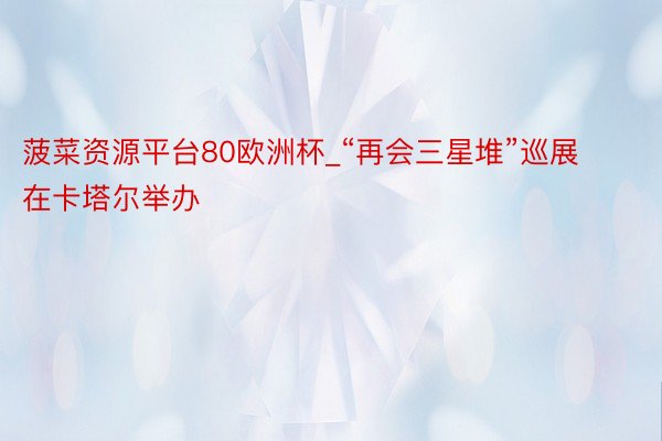 菠菜资源平台80欧洲杯_“再会三星堆”巡展在卡塔尔举办