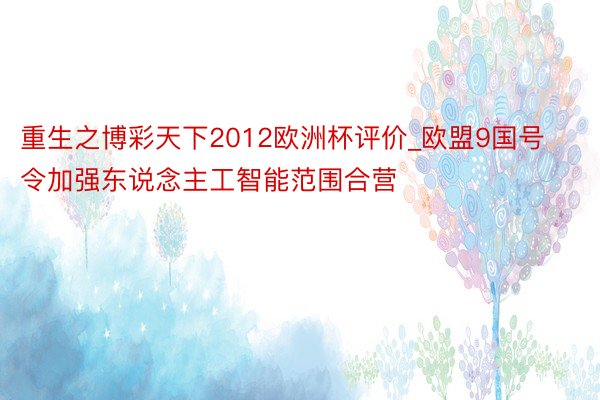 重生之博彩天下2012欧洲杯评价_欧盟9国号令加强东说念主工智能范围合营