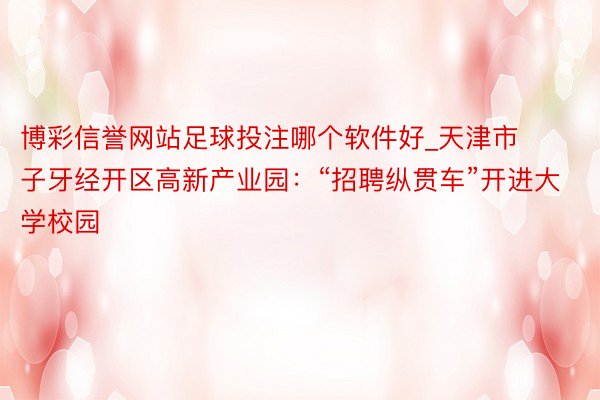 博彩信誉网站足球投注哪个软件好_天津市子牙经开区高新产业园：“招聘纵贯车”开进大学校园